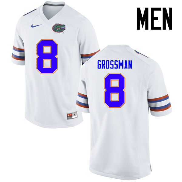 Men Florida Gators #8 Rex Grossman College Football Jerseys Sale-White - Click Image to Close